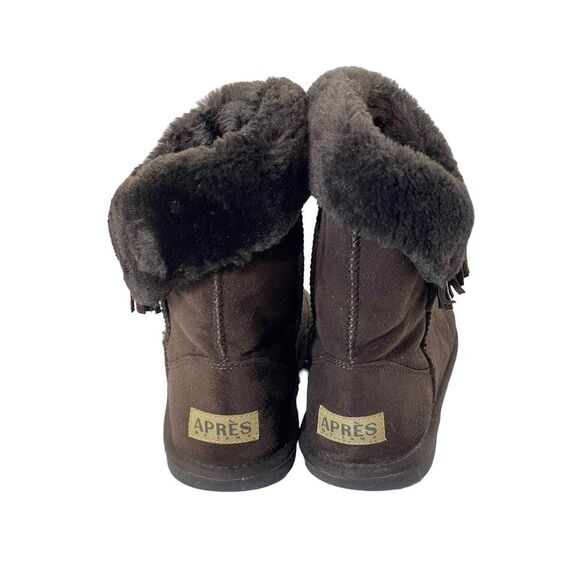 Apres by Lamo‎ Brown sz 12 Cuff Boot Faux Fur Lined Ski Winter Comfy Read Boho - Picture 1 of 8